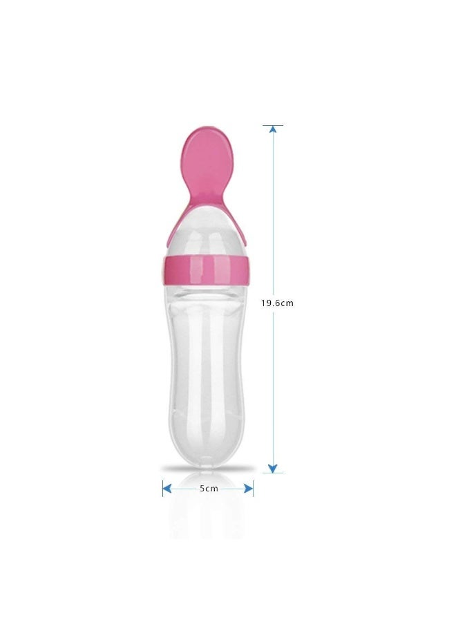 Daytoyz Silicone Squeeze Bottle Spoon Baby Feeding Cereal, Rice, Supplement with Dispensing Feeder, Food Dispensing Spoon, Infant Newborn Toddler Food Supplement Set- 90ml Pink - Image 3